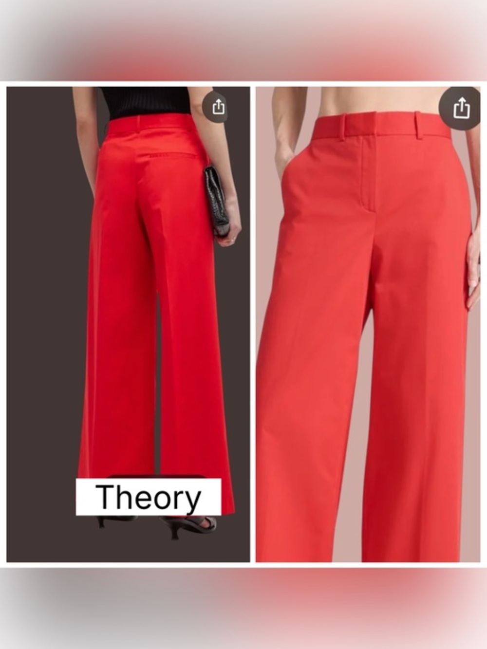 Theory Wide-Leg Pants in Bright Red Business Boss Lady Office Wear Trousers
